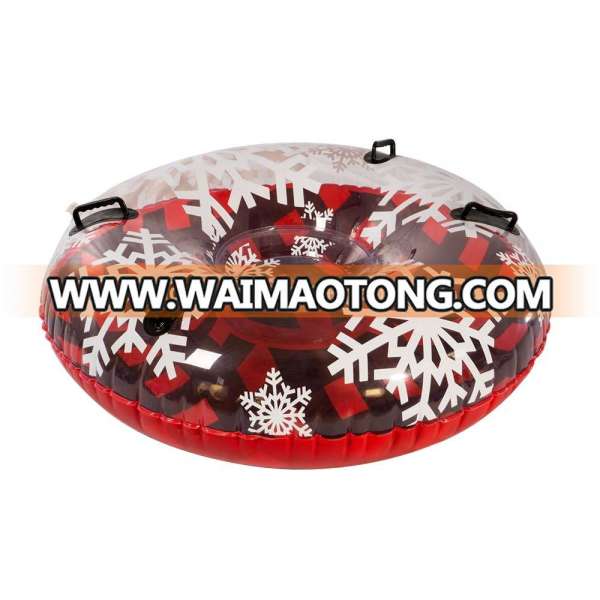 54" Red Design Jumbo Giant Large Snowflakes Winter Inflatable Outdoor Play PVC Snow Tube with Handles